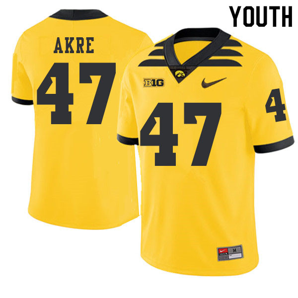 2019 Youth #47 Lane Akre Iowa Hawkeyes College Football Alternate Jerseys Sale-Gold